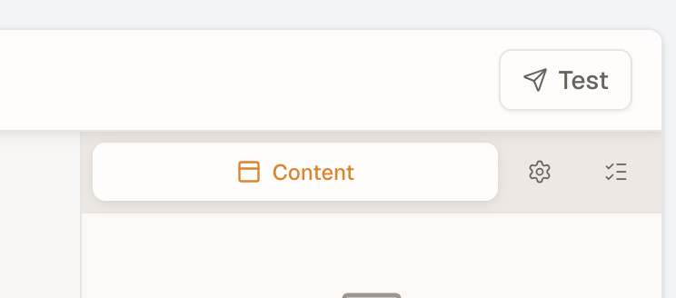 The Test button in the top-right of the editor header